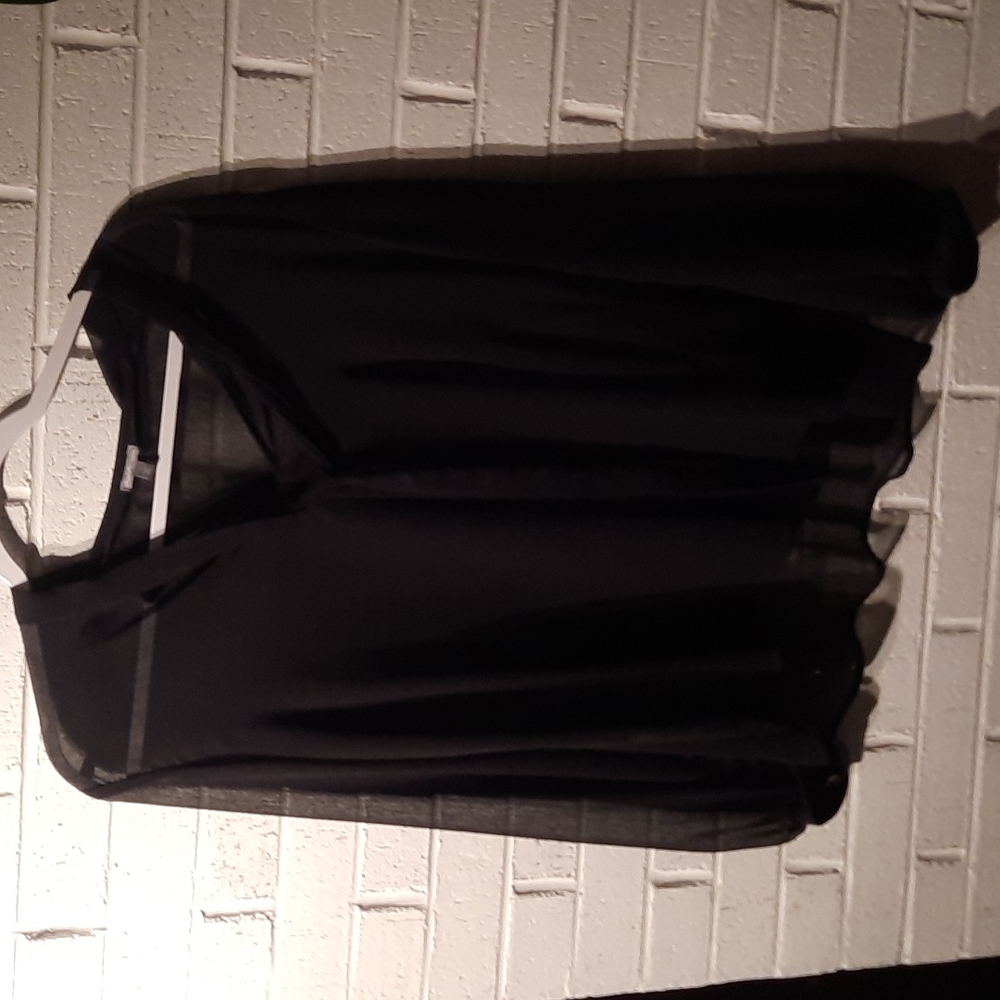Charlotte Russe Black Sheer Tie-Neck Blouse